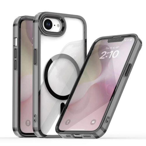 For iPhone 16e MagSafe Magnetic Clear Phone Case(Black)