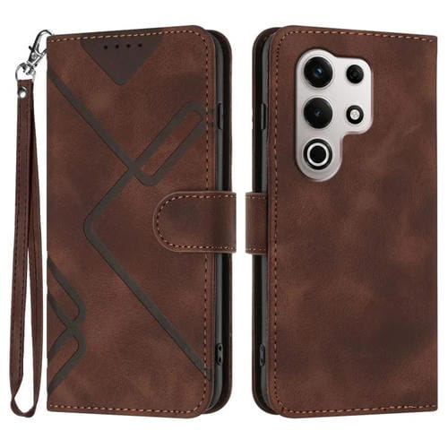 Funda de Cuero Itel S25 Ultra con Diseño de Líneas Finas (Café)