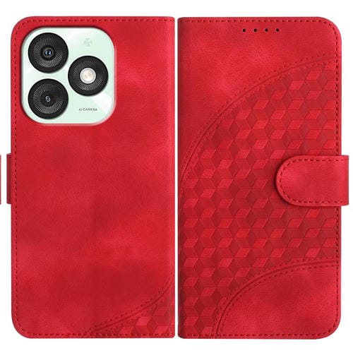 Funda de Cuero con Relieve de Cabeza de Elefante para Itel A50 con Cordón (Rojo)