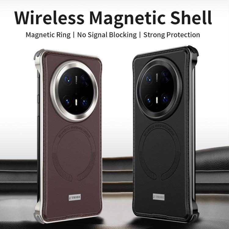 Funda de Cuero Magsafe para Huawei Mate 60 Pro+ sin Marco de Metal (Negra)