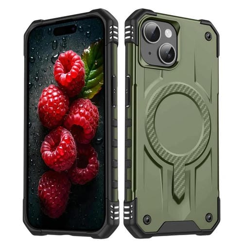 Funda híbrida TPU y PC Straship Magsafe para iPhone 15 (Verde Militar)
