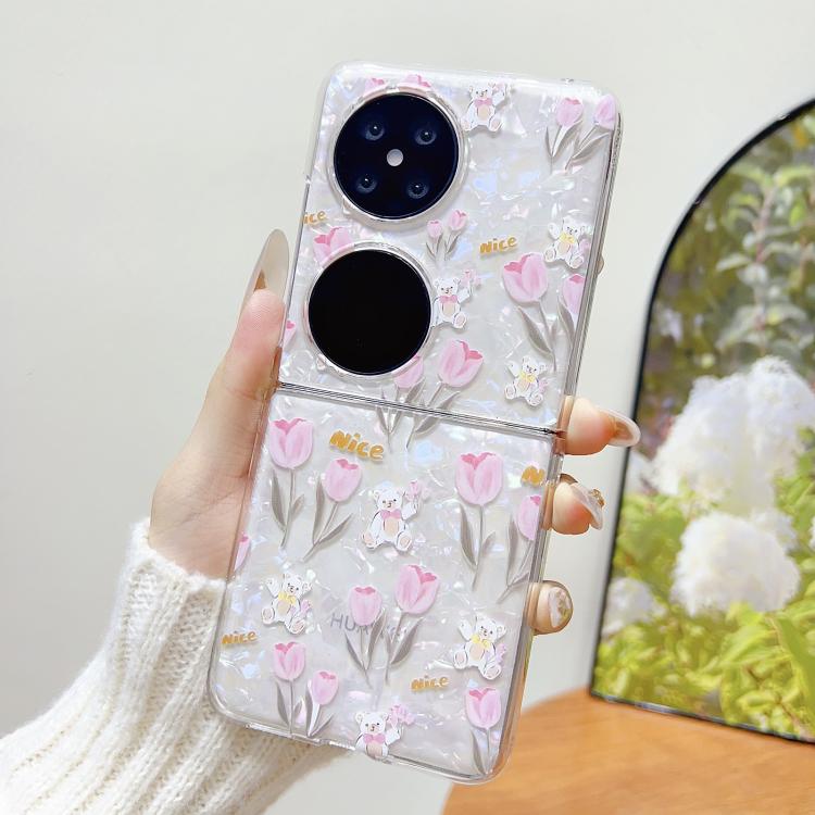 Funda Protectora para Huawei Pocket 2 con Textura y Diseño de Flores (Tulipán)