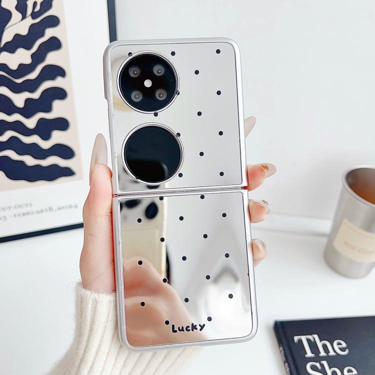 Funda Plegable Huawei Pocket 2 con Diseño de Lunares y Espejo (Negra)