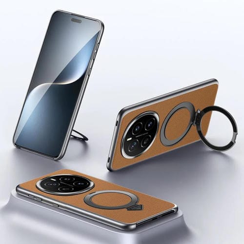 Funda para Teléfono Sulada con Soporte Magnético Magsafe de Cuero de Grano Superior para Honor Magic7 (Marrón)