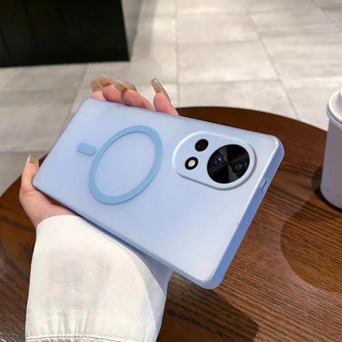 Funda para Teléfono Huawei Nova 12 Pro con Orificio Fino y Protección Contra Niebla y Hielo Magsafe (Azul Transparente)