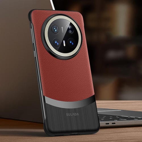 Funda hĂbrida PC con cuero de vaca sin marco para Huawei Mate 70 Pro / Mate 70 Pro+ (Rojo)