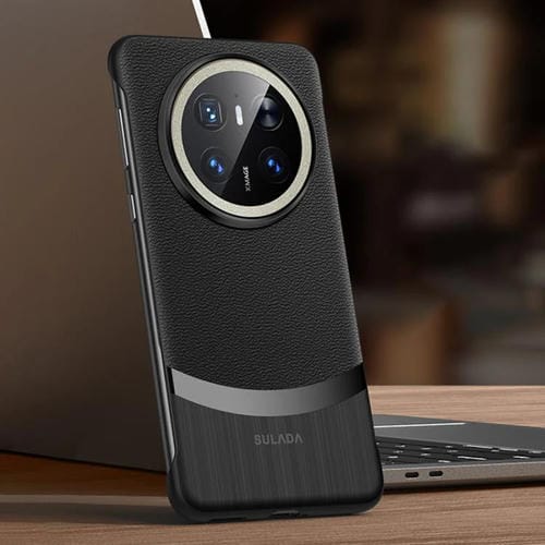 Funda HĂbrida PC con Capa Superior Cuero de Vaca sin Marco para Huawei Mate 70 Sulada (Negro)