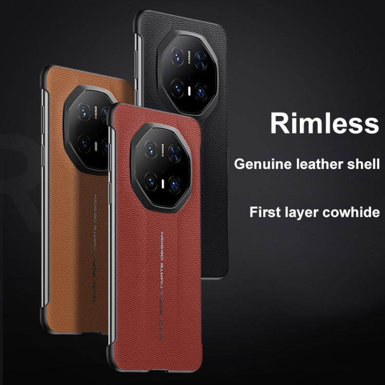 Funda HĂbrida de Cuero de Vaca para Huawei Mate 70 Rs Ultimate Sulada sin Marco (Rojo)