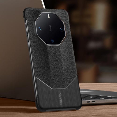 Funda hĂbrida cuero de vaca para Huawei Mate 60 Rs Ultimate Sulada sin marco (Negro)