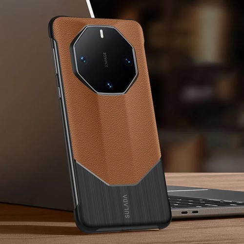 Funda hĂbrida de cuero de vaca para Huawei Mate 60 Rs Ultimate Sulada sin marco (MarrĂłn)