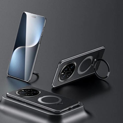 Funda para Teléfono Honor Magic7 con Soporte Magnético Magsafe y Textura Kevlar (Negro)