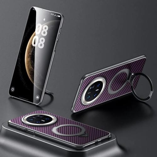 Funda para Teléfono Huawei Mate 70 Pro y Mate 70 Pro+ con Soporte Magnético Magsafe y Textura Kevlar (Morado)