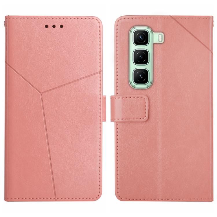 Funda de Cuero con Tapa y Patrón en Forma de Y para Infinix Hot 50 Pro 4G (Rosa)