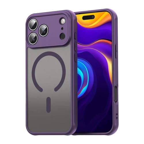 Funda híbrida de TPU y PC esmerilada Magsafe para iPhone 17 Pro Max Fan Dun Series (morada)