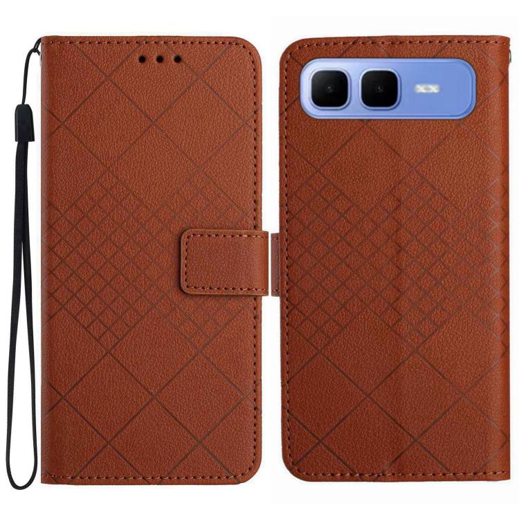 Funda de cuero con textura de cuadrĂcula rĂłmbica para Infinix Smart 10 Plus 4G (marrĂłn)