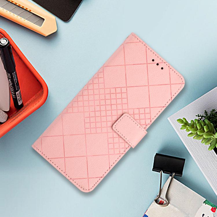 Funda de cuero con textura de cuadrĂcula rĂłmbica para Infinix Smart 10 4G / Tecno Pop 10 (rosa)