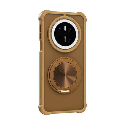 Funda para Teléfono Huawei Mate 70 con Textura de Cd y Soporte Giratorio 360° Magsafe (Dorada)