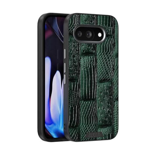 Funda de Cuero Genuino con Micrograbado Magsafe 6D Abeel Beast Pattern para Google Pixel 9A (Verde)