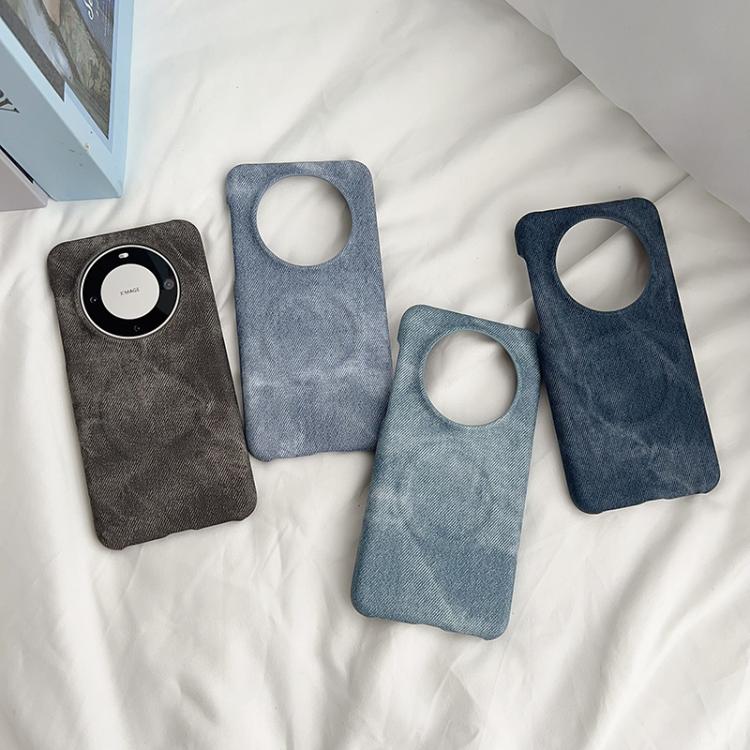 Funda de Teléfono Huawei Mate 60 Pro con Cierre Magnético Magsafe de Tela Vaquera (Azul Claro)