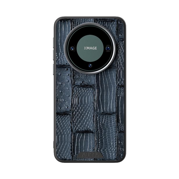 Funda de Piel Auténtica Magsafe con Micrograbado 6D Abeel Beast Pattern para Huawei Mate 60 (Azul)