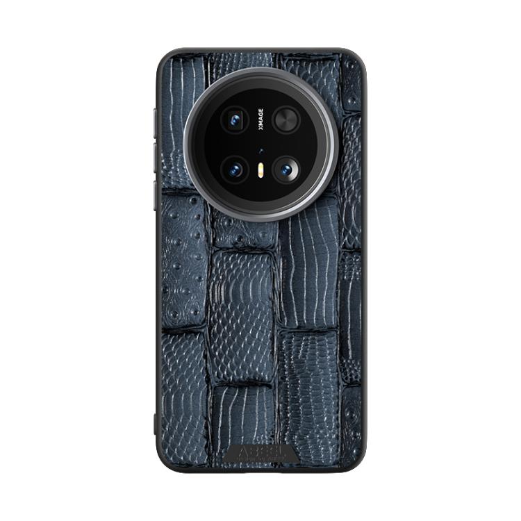 Funda de Piel Auténtica Magsafe con Micrograbado 6D Abeel Beast Pattern para Huawei Mate 70 (Azul)