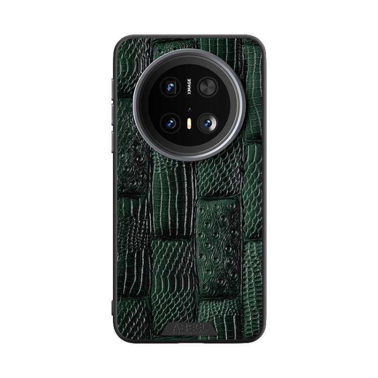 Funda de Piel Auténtica Magsafe con Micrograbado 6D Abeel Beast Pattern para Huawei Mate 70 (Verde)