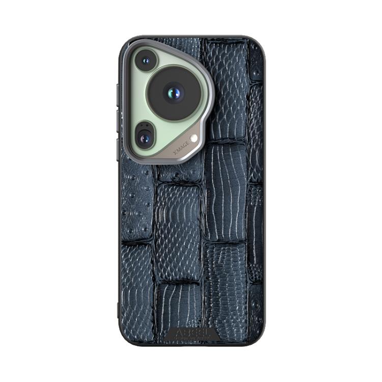 Funda de Piel Auténtica Magsafe con Micrograbado 6D para Huawei Pura 70 Ultra Beest (Azul)