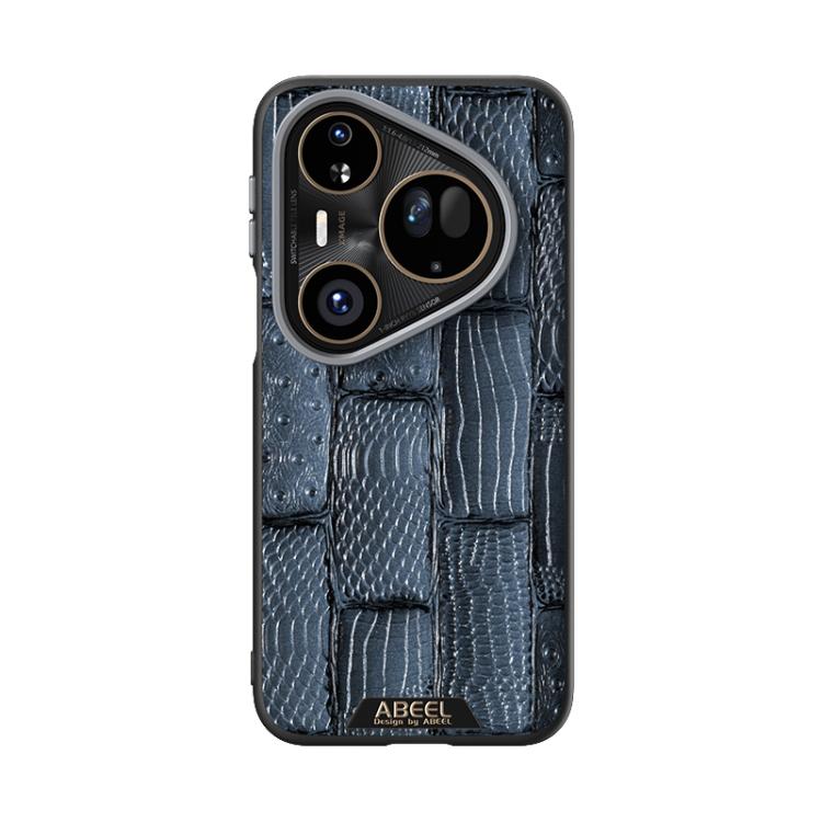 Funda de piel auténtica con micrograbado MagSafe 6D para Huawei Pura 80 Ultra 5G (azul)