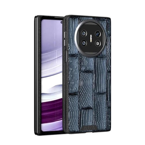 Funda de Piel Auténtica Magsafe con Micrograbado 6D y Diseño Abeel Beast para Huawei Mate X5 (Azul)