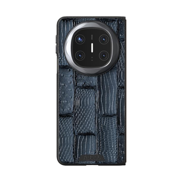 Funda de Piel Auténtica Magsafe con Micrograbado 6D Abeel Beast Pattern para Huawei Mate X6 (Azul)