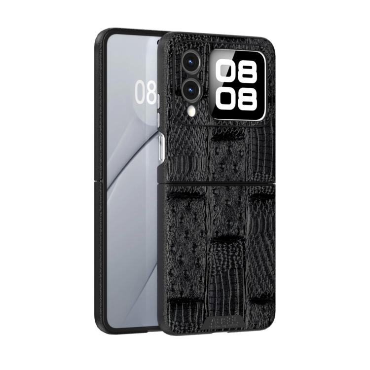 Funda de Cuero Genuino Magsafe para Huawei Nova Flip con Micrograbado 6D (Negro)