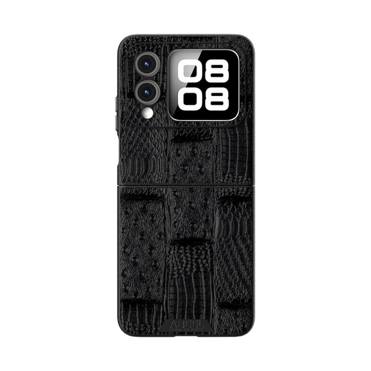 Funda de Cuero Genuino Magsafe para Huawei Nova Flip con Micrograbado 6D (Negro)