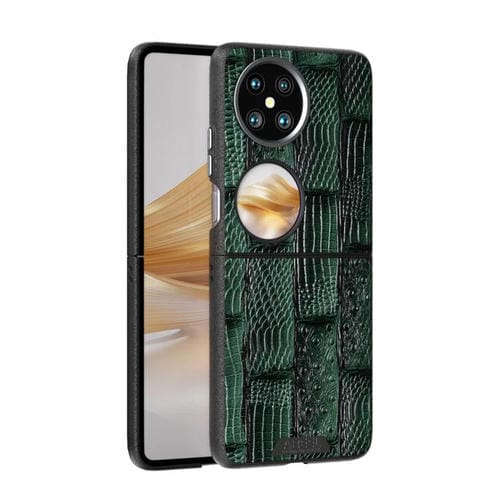 Funda de Piel Auténtica Magsafe con Micrograbado 6D Abbeel Beast Pattern para Huawei Pocket 2 (Verde)