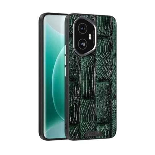 Funda de Cuero Genuino con Micrograbado 6D y Diseño Bestia Abbeel para Honor 300 (Verde)