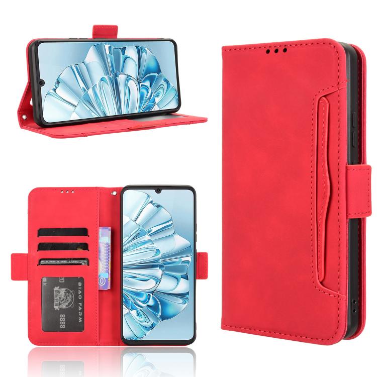 Funda de Piel Textura de Becerro para Cubot A20 con Ranuras para Tarjetas (Roja)
