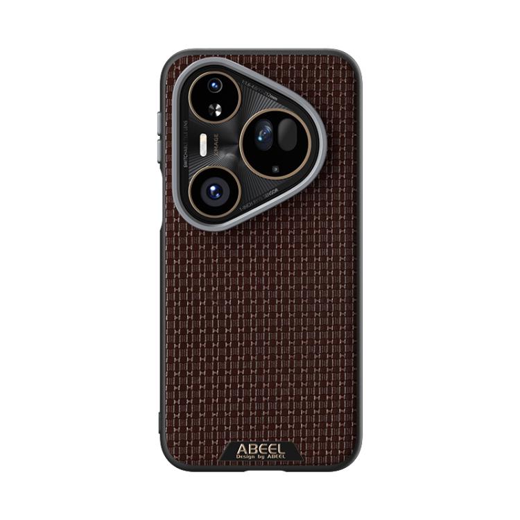 Funda de cuero con micro relieve MagSafe 6D para Huawei Pura 80 Ultra 5G (marrón)