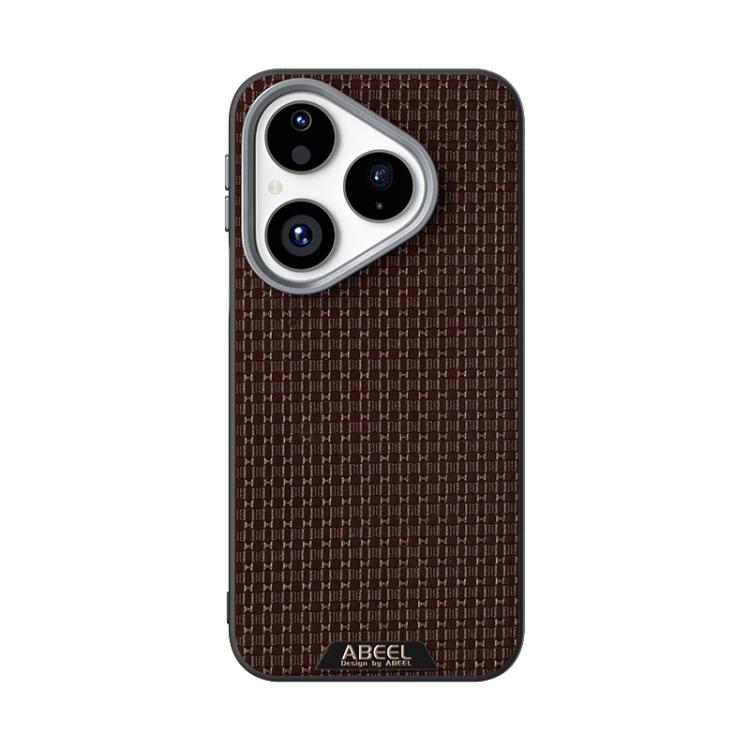 Funda de cuero con micro relieve MagSafe 6D para Huawei Pura 80 5G (marrón)