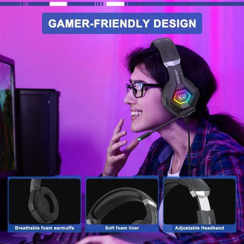 Auriculares Omnidireccionales Kotion Each GS450 con Micrófono para Deportes Electrónicos, Cable de 1,9 m (Negro)