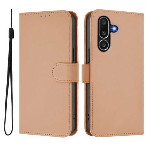 Funda de piel con cordón para Samsung Galaxy M56 5G, color piel, lisa y con tacto suave (desnudo)