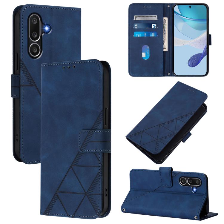 Funda de cuero con tapa y relieve 3D para Samsung Galaxy M56 5G (azul)