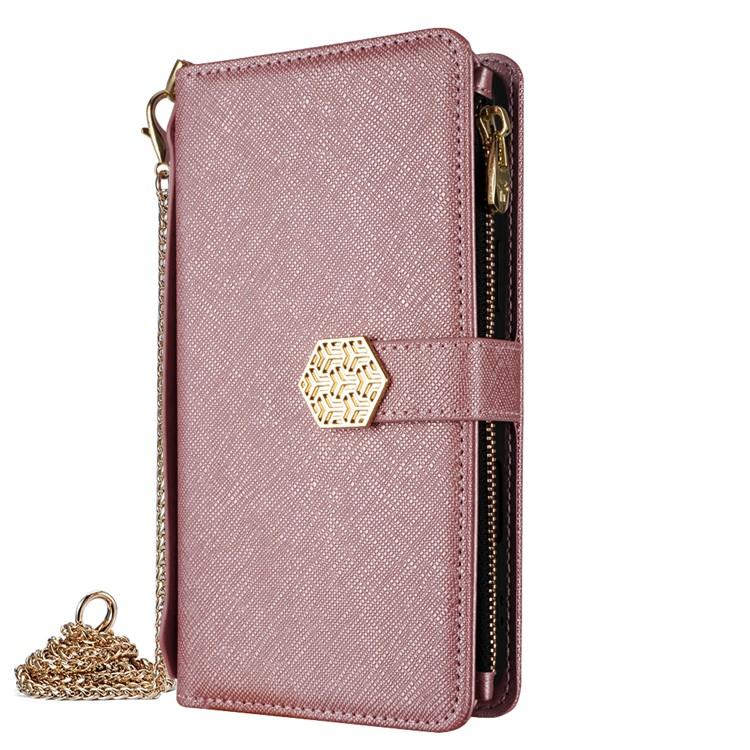 Funda de cuero con textura cruzada y asa cruzada para Redmi A5 4G (171,7 mm) (oro rosa)