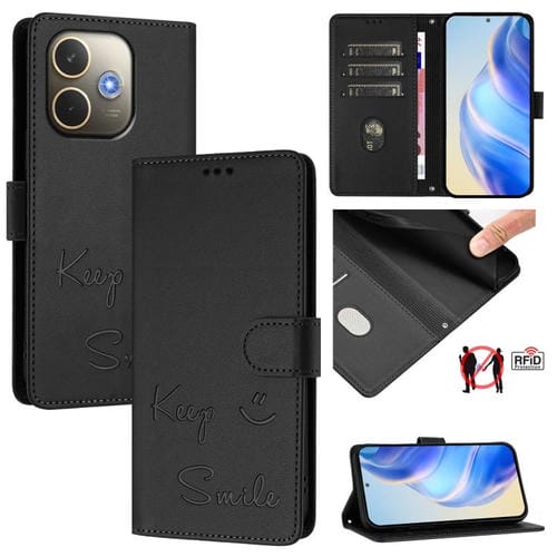 Funda de Cuero con Relieve Rfid para Oppo A5 Pro 5G (Negro)