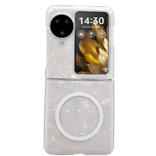 Funda Magsafe con Textura Perlada para Oppo Find N3 (Beige)