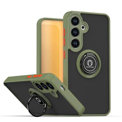 Funda de TPU + PC con aro para Samsung Galaxy S25/S24 5G Q Shadow 1 Series (verde militar)