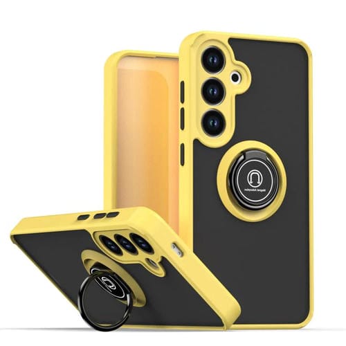 Funda de TPU + PC con anillo para Samsung Galaxy S25+ / S24+ 5G Q Shadow 1 Series (amarilla)
