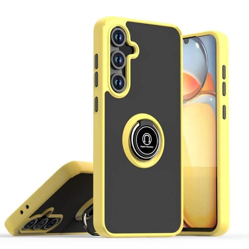 Funda de TPU + PC con anillo para Samsung Galaxy S24 FE 5G Q Shadow 1 Series (amarilla)