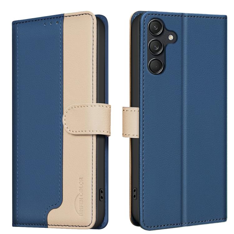 Funda de cuero antirrobo RFID a juego para Samsung Galaxy M36 5G (azul)