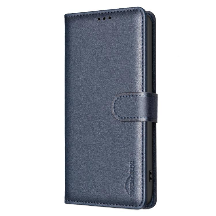 Funda de cuero antirrobo con textura Litchi RFID para Samsung Galaxy M36 5G6 5G (azul)