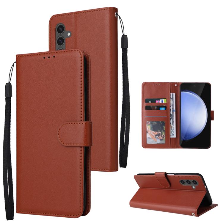 Funda de cuero multifuncional para Samsung Galaxy S25 FE 5G con 3 ranuras para tarjetas (marrón)