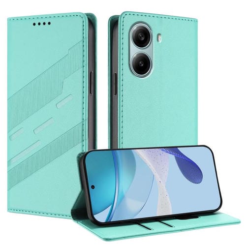 Funda de cuero retro con relieve global para Redmi Turbo 4 Pro (verde menta)